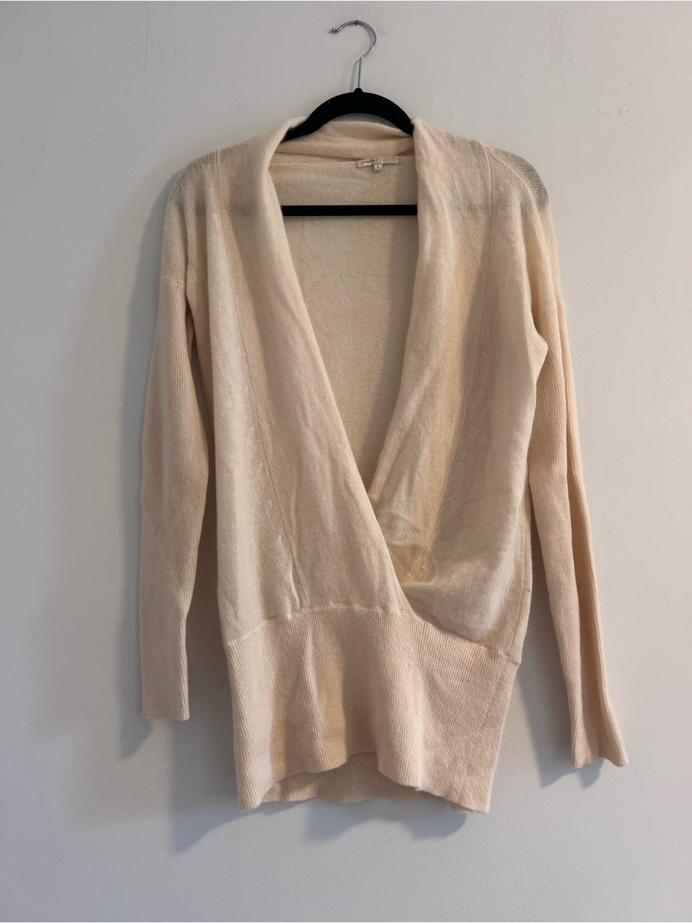 Vince 100% Cashmere Light Cream Wrap-Front Women's Sweater